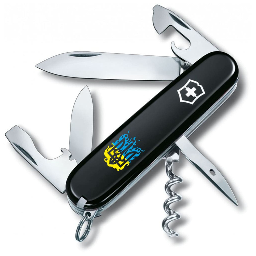 Ніж Victorinox Spartan Ukraine Black "Вогняний Тризуб" (1.3603.3_T0316u) - зображення 1
