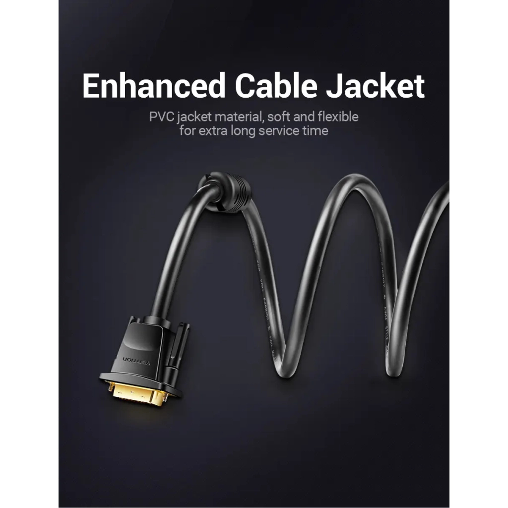 Кабель мультимедійний DVI to DVI 24+1pin 1.5m 2K 60Hz Dual Linik Vention (EAABG) - зображення 6