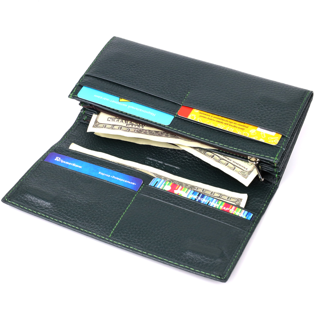 Гаманець ST Leather З натуральної шкіри Зелений (23099) - зображення 6