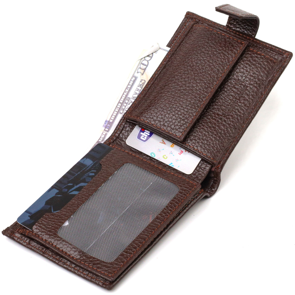 Портмоне Canpellini З натуральної зернистої шкіри Коричневе (21881) - зображення 6