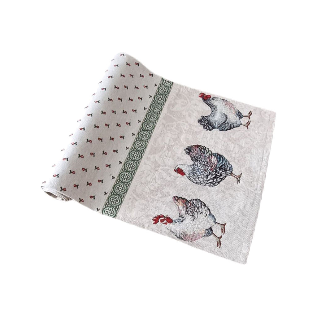 Доріжка на стіл Прованс гобеленова Курочки 140х40 см (4823093438361) - зображення 1