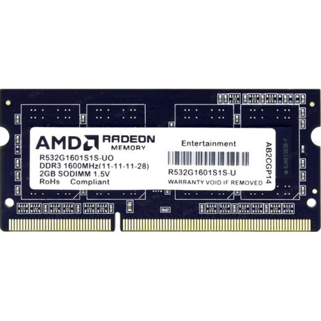 Модуль пам'яті для ноутбука SoDIMM DDR3 2GB 1600 MHz AMD (R532G1601S1S-U) - зображення 1