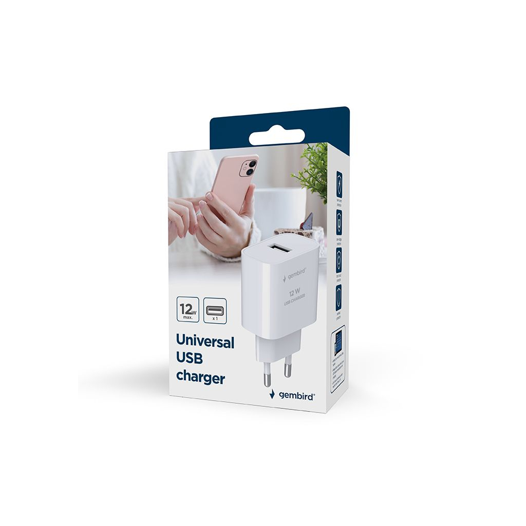 Зарядний пристрій Gembird 1xUSB-A 5V/2.4A (12W) white (TA-UC-1A12-01) - зображення 7