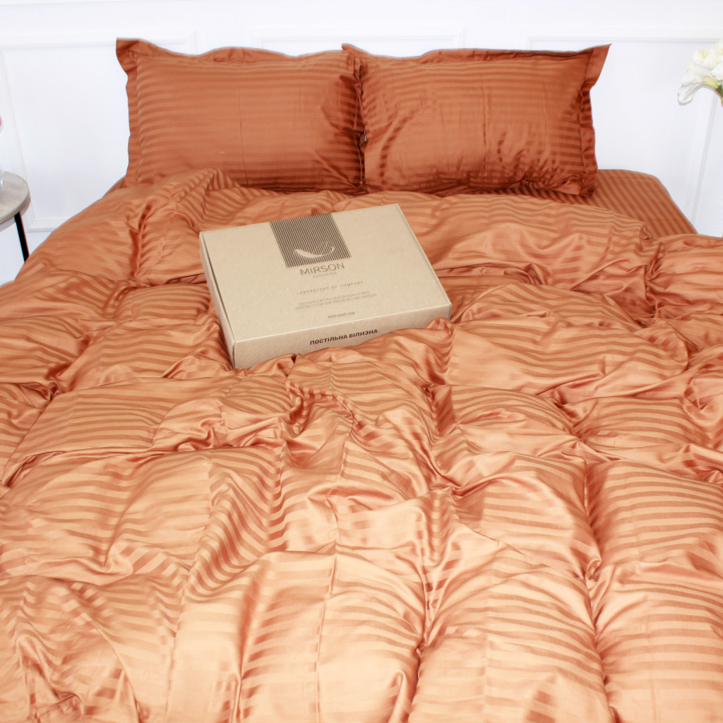 Постільна білизна MirSon Satin Stripe 30-0005 Brown 160х220 Сімейна (2200005249079) - зображення 2