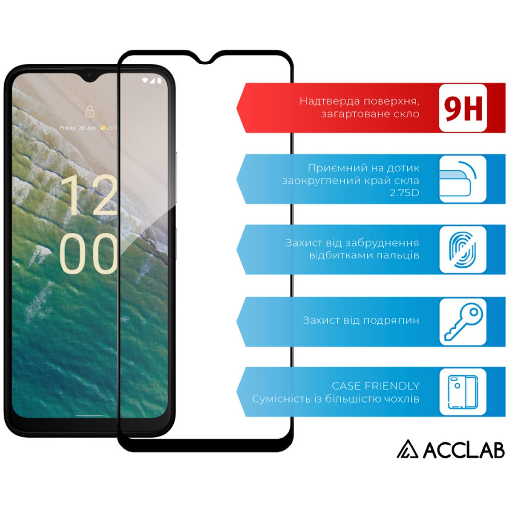 Скло захисне ACCLAB Full Glue Nokia C32 Black (1283126582219) - зображення 3