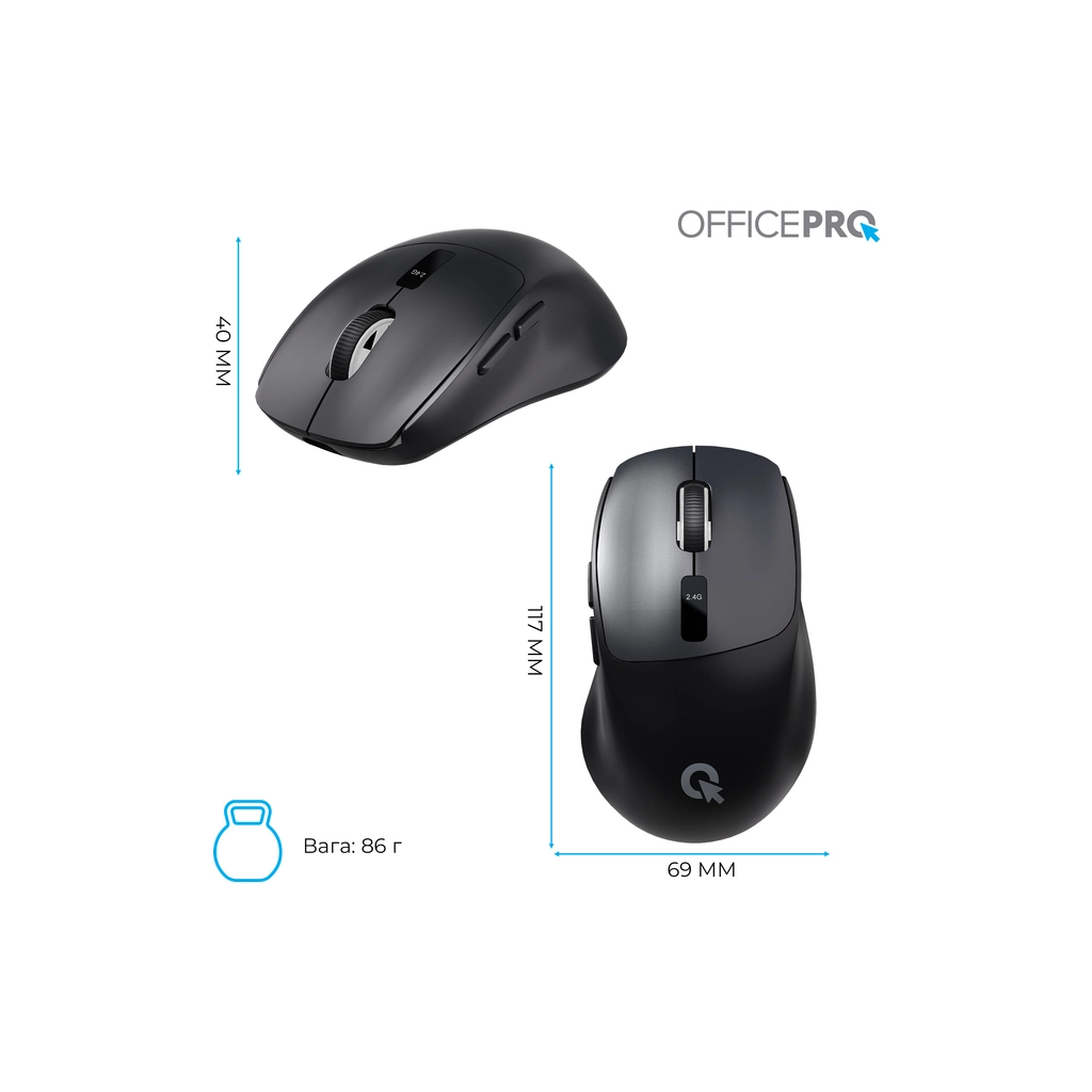 Мишка OfficePro M398B Wireless/Bluetooth Black (M398B) - зображення 12