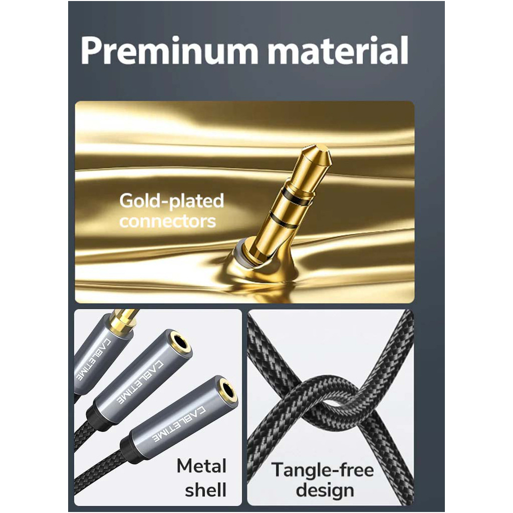 Кабель мультимедійний 3.5mm M to 2x3.5mm F 0.2m Cabletime (CA915248) - зображення 4