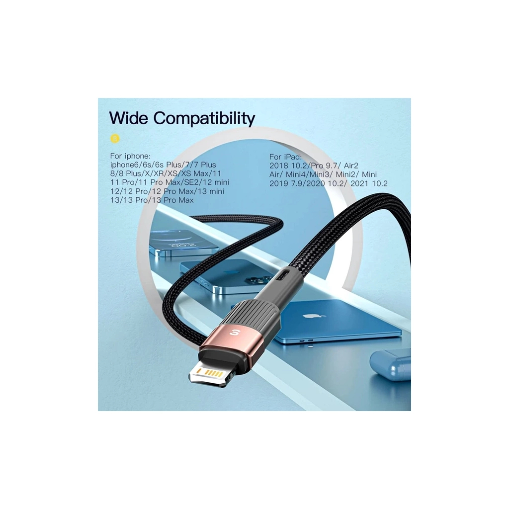 Дата кабель USB 2.0 AM to Lightning 1.0m 2.4A black Essager (EXCL-XC01) - зображення 7