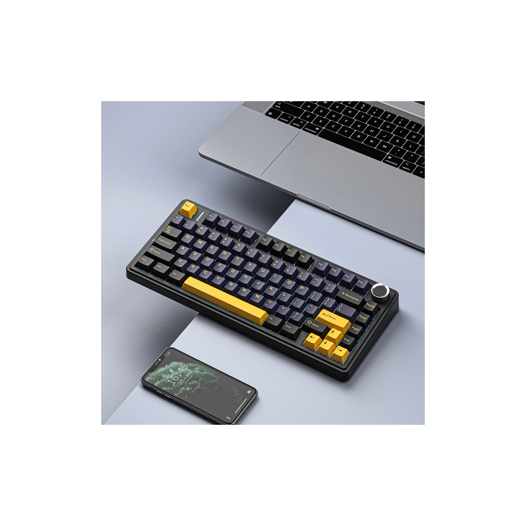 Клавіатура Aula F75 Gasket Greywood V3 switch Hot-Swap PBT Wireless/Bluetooth/USB Black (6948391208626) - зображення 6