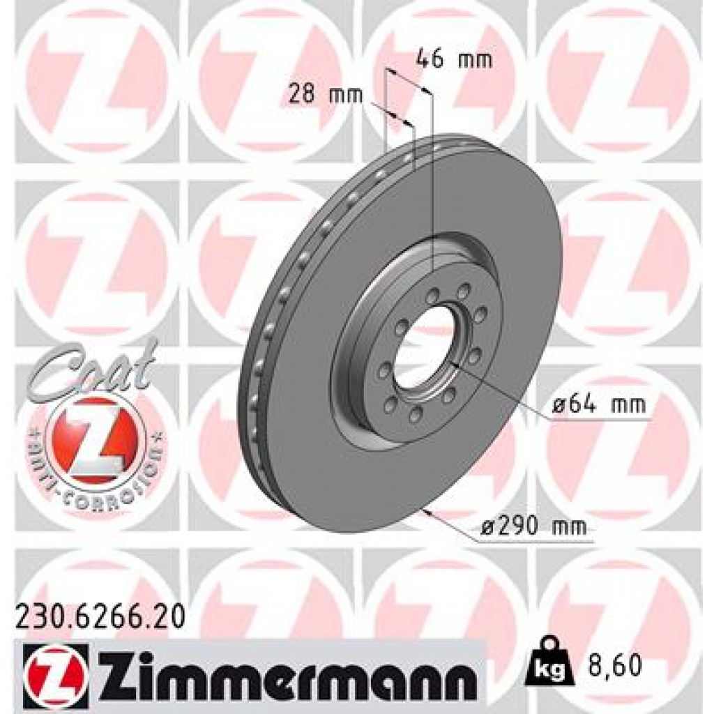Гальмівний диск ZIMMERMANN 230.6266.20 - зображення 1