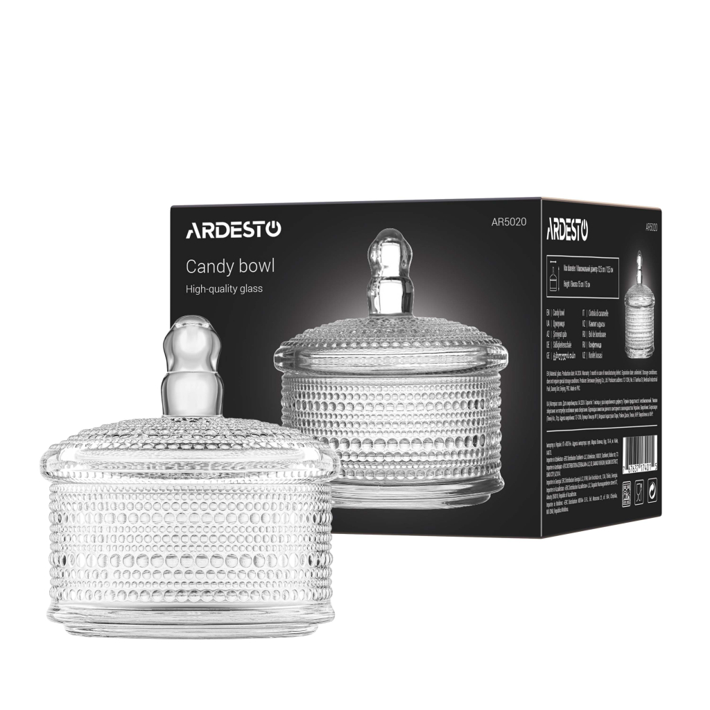 Цукорниця Ardesto Verbena, 12.5 х 15 см, скло, прозорий (AR5020) - зображення 6
