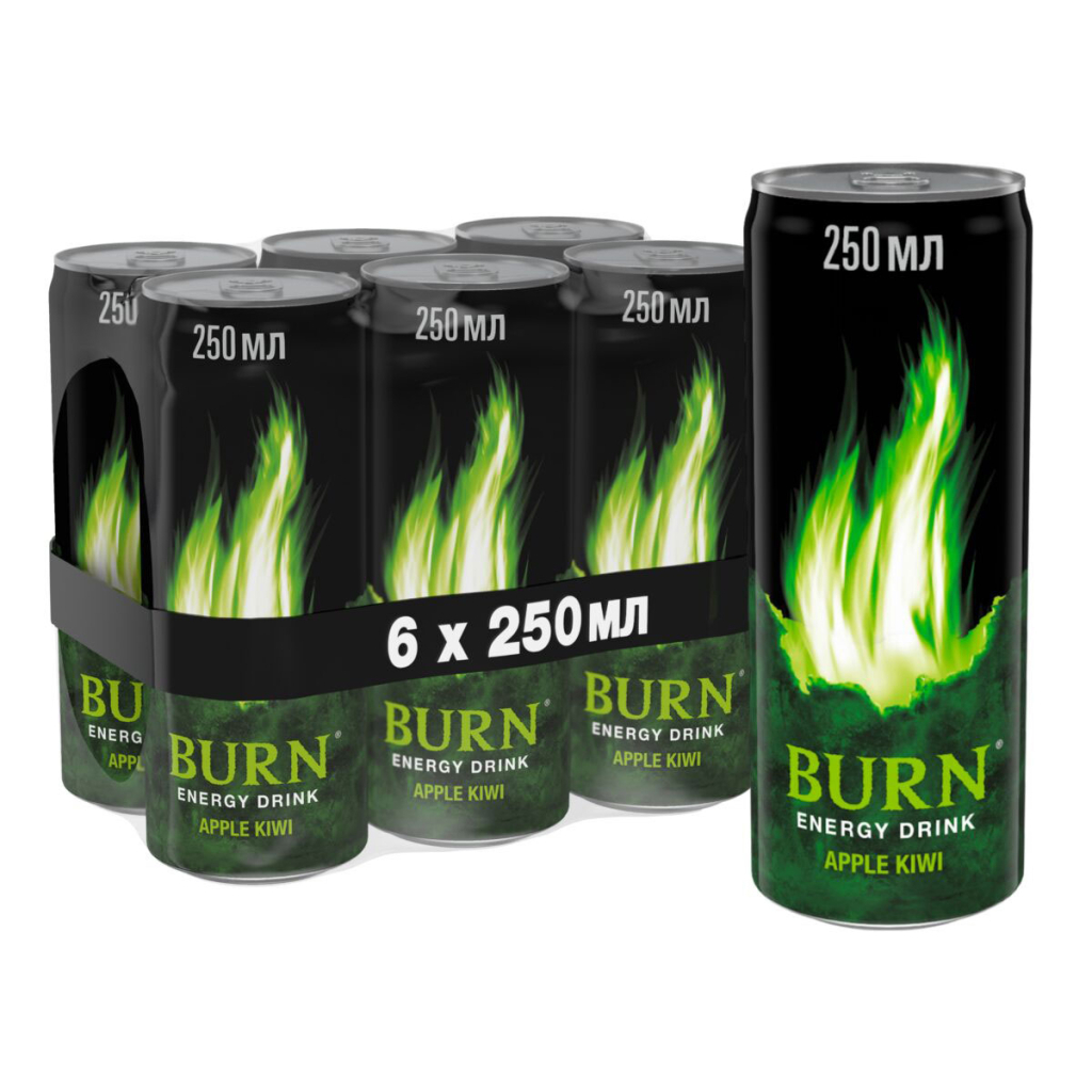 Енергетичний напій Burn Яблуко Ківі Безалкогольний сильногазований 250 мл (5060466511040) - зображення 2