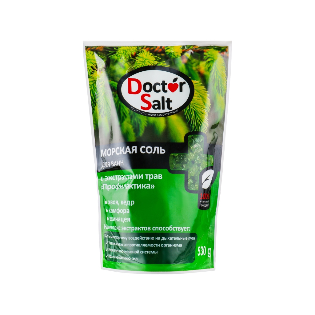 Сіль для ванн Doctor Salt з екстрактами трав Профілактика 530 г (4820091145352) - зображення 1
