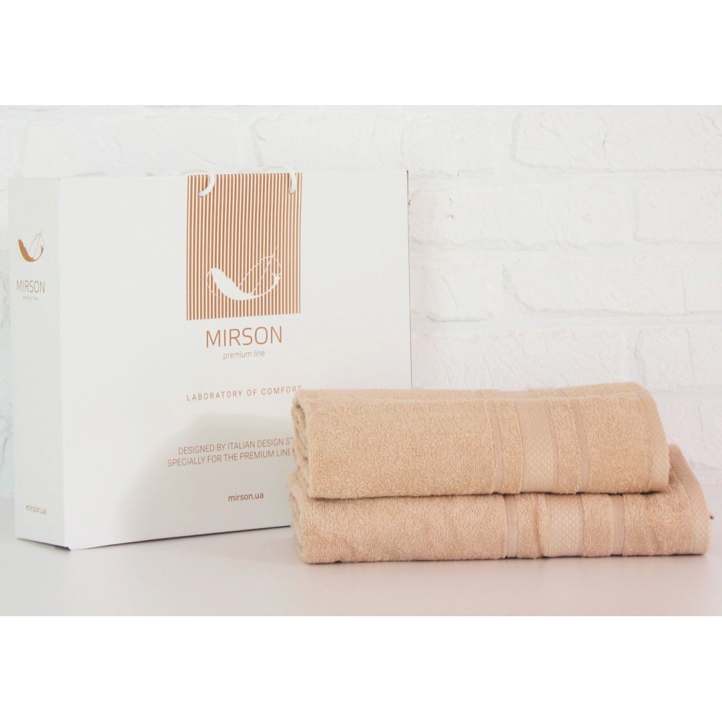 Рушник MirSon набір банних 5084 Elite SoftNess Beige 50х90, 70х140 (2200003960884) - зображення 1