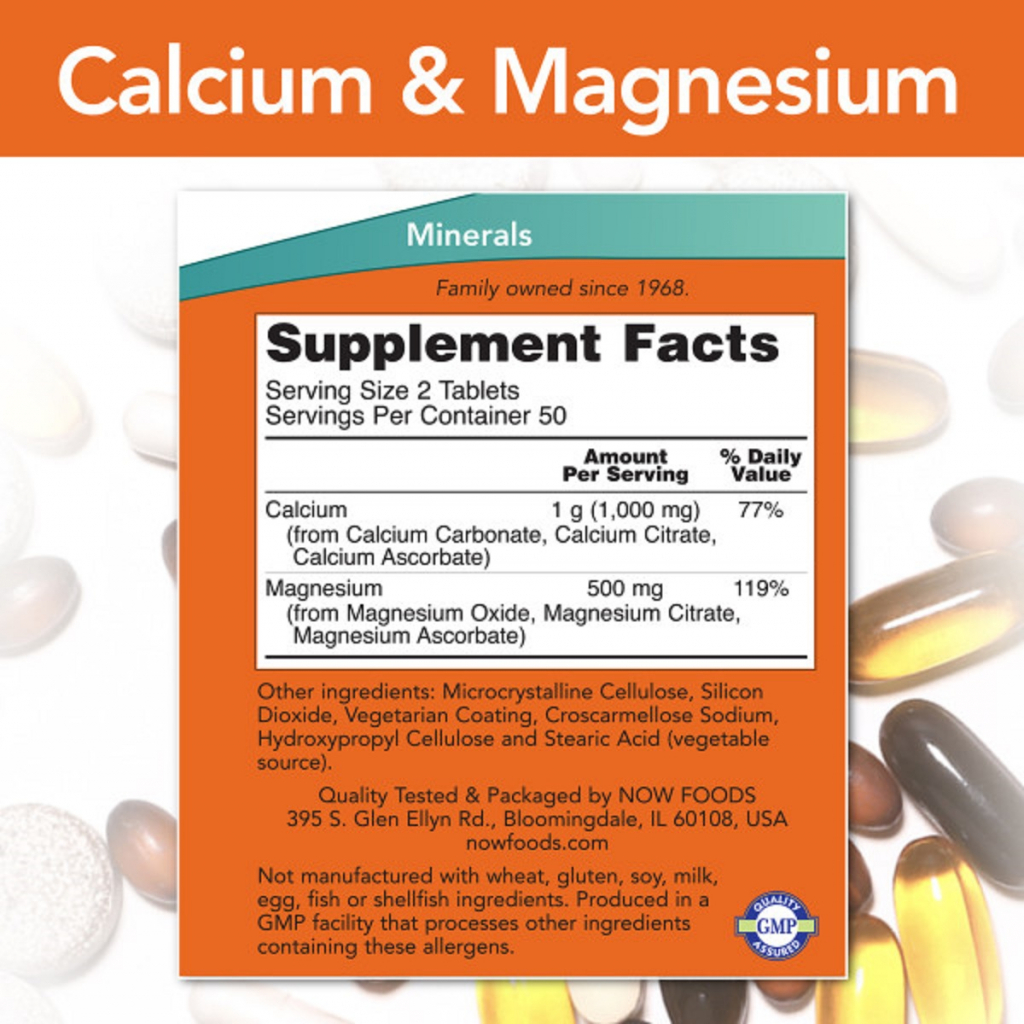 Мінерали Now Foods Кальцій і Магній, Calcium & Magnesium 2: 1 Ratio, 100 таблет (NF1270) - зображення 2