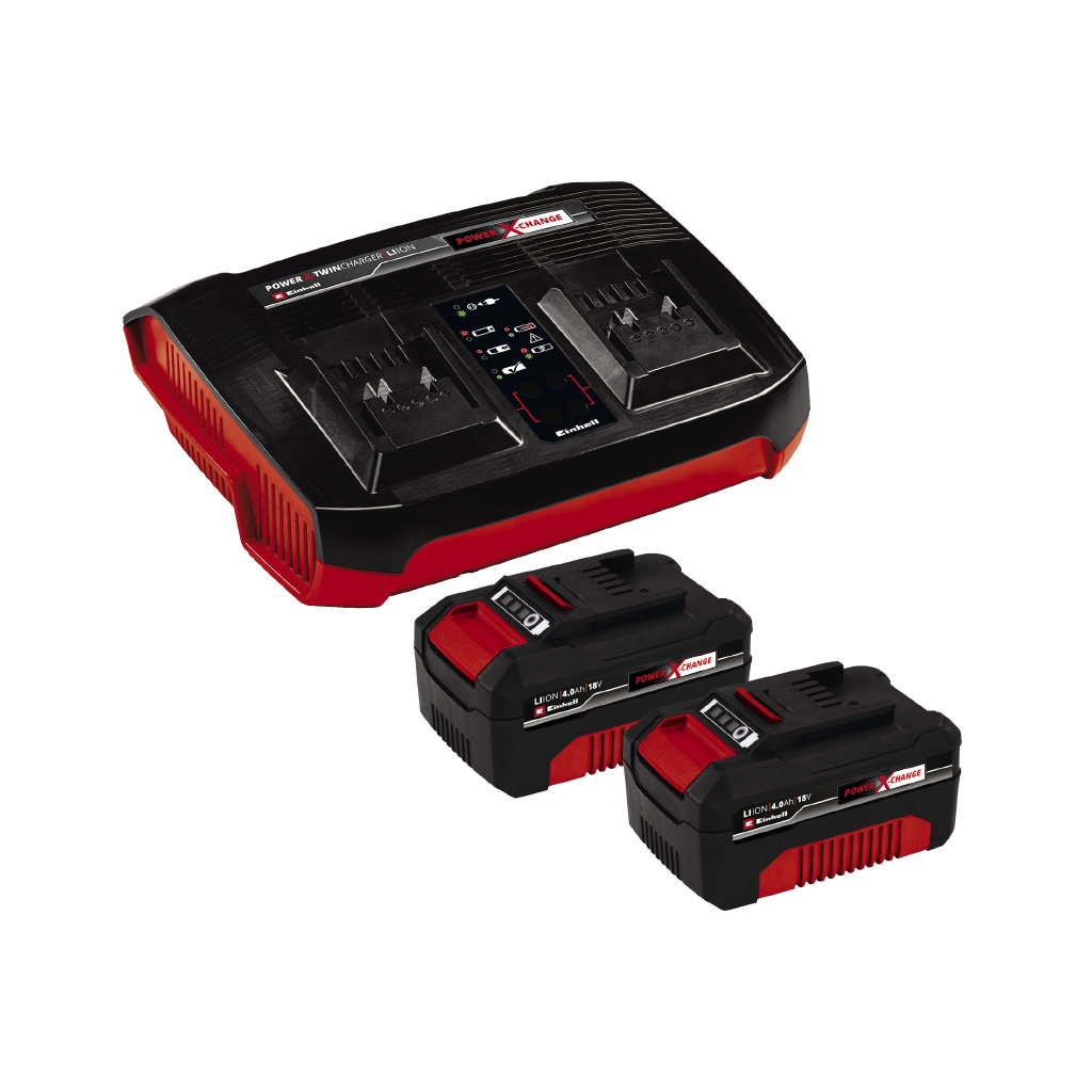 Набір акумулятор + зарядний пристрій Einhell 18V 2x4.0Ah Twincharger Kit (4512112) - зображення 1