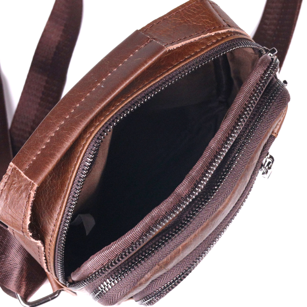 Сумка Vintage Чоловіча через плече з натуральної шкіри Світло-коричнева (21480) - зображення 6