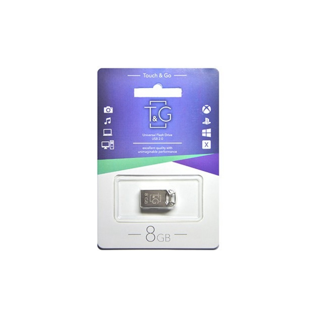 USB флеш накопичувач T&G 8GB 110 Metal Series Silve USB 2.0 (TG110-8G) - зображення 2