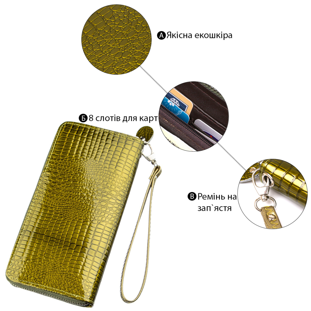 Гаманець Kivi З екошкіри Зелений (19027) - зображення 5