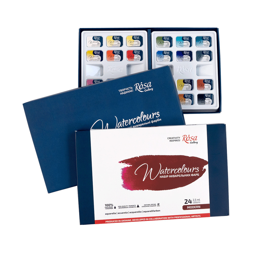 Акварельні фарби Rosa Gallery Modern 24 кольри по 2,5 мл (4823098541127) - зображення 3