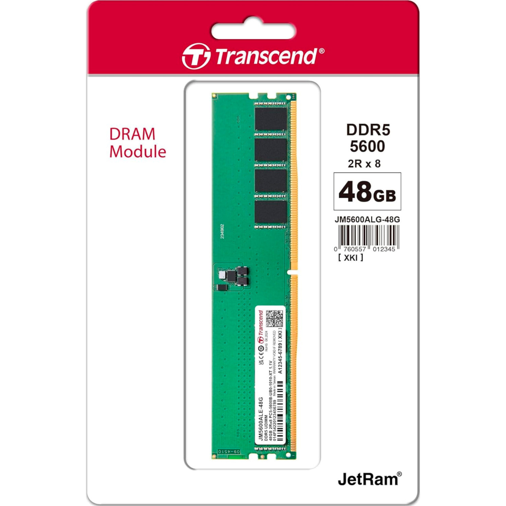 Модуль пам'яті для комп'ютера DDR5 48GB 5600 MHz Transcend (JM5600ALE-48G) - зображення 2