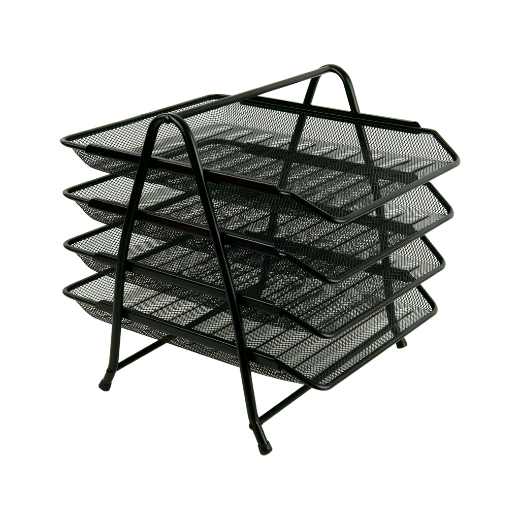 Лоток для паперів Axent горизонтальний 4-в-1, металевий, чорний (2129-01-A) - зображення 1