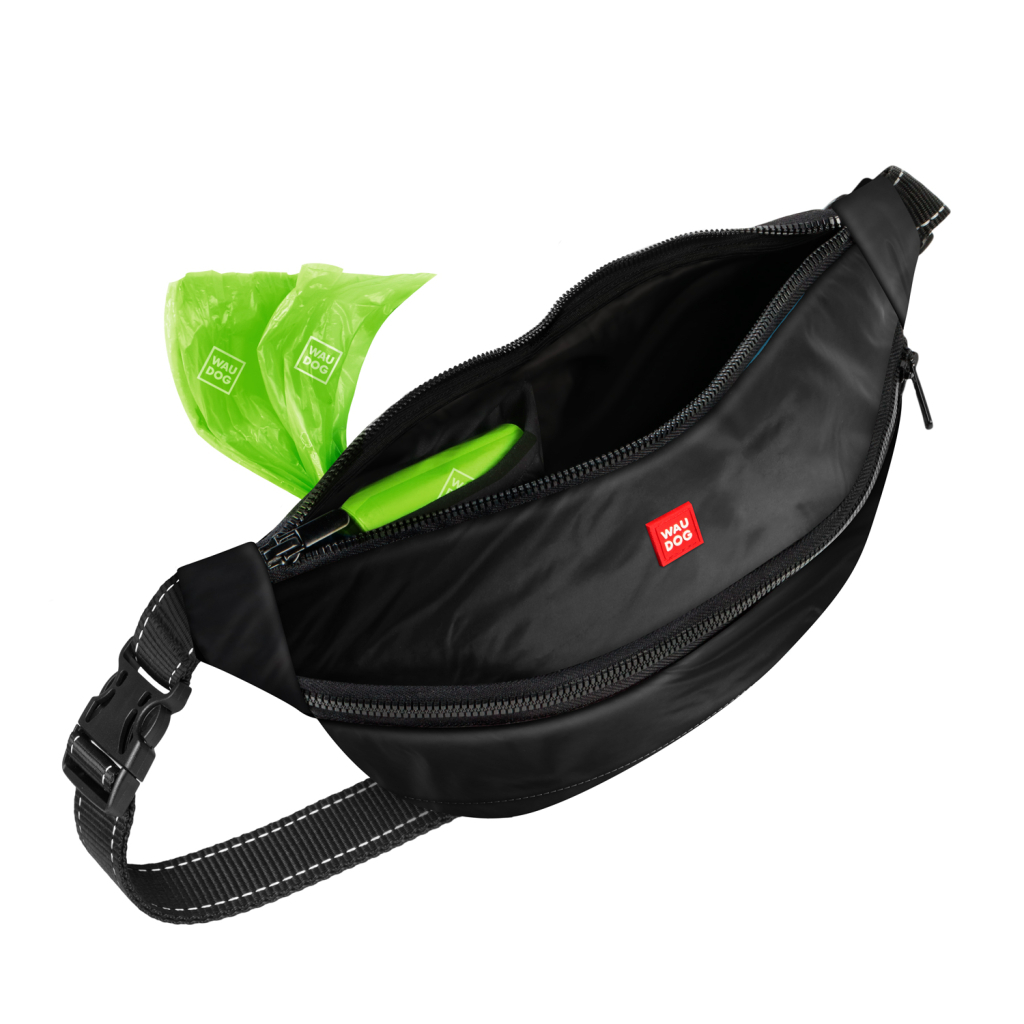 Поясна сумка-бананка для собак WAUDOG Family 33х17х10 см чорна (56891) - зображення 4