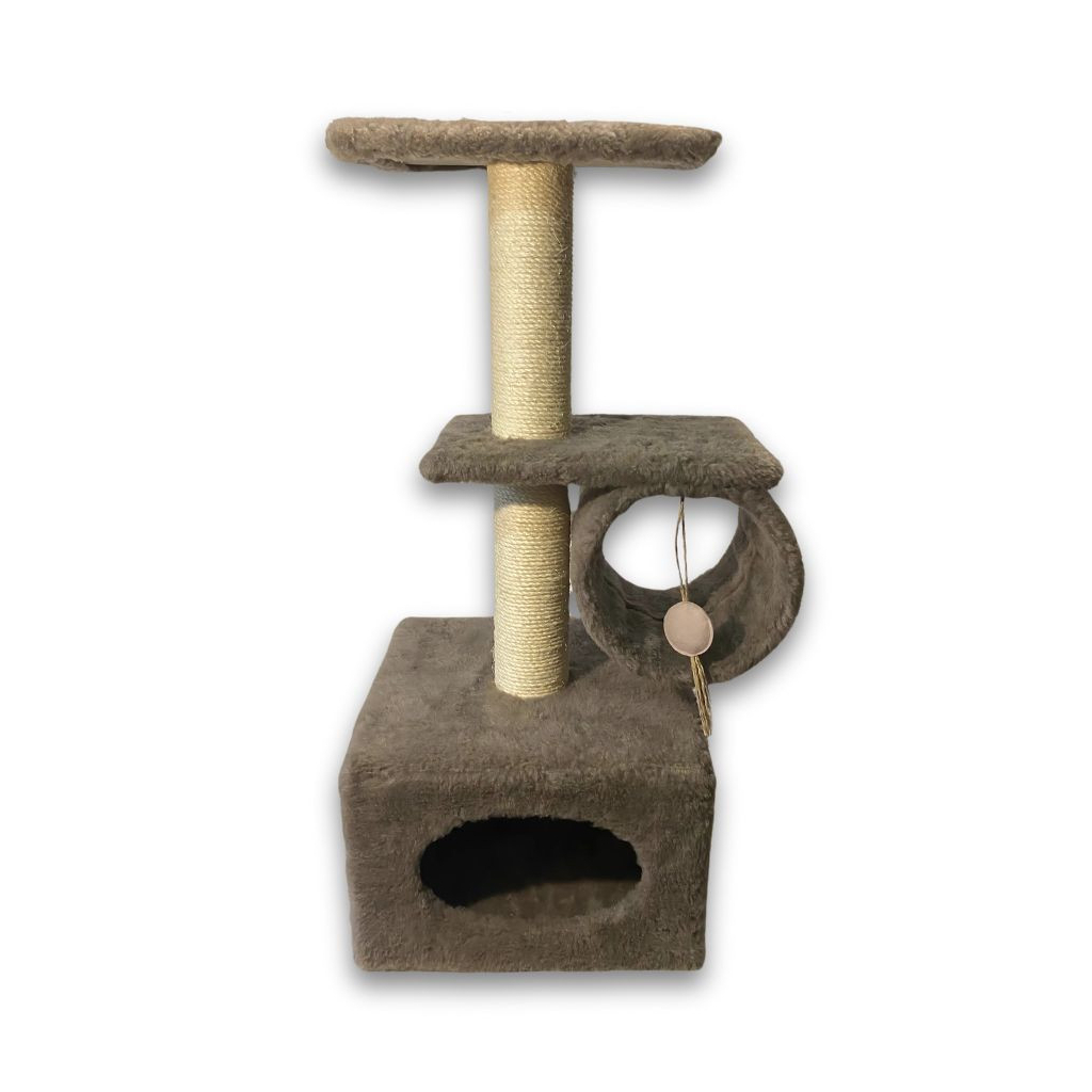 Дряпка (кігтеточка) для котів Природа Саванна з барабаном 38x38x90 см капучино (4823082442645) - зображення 1