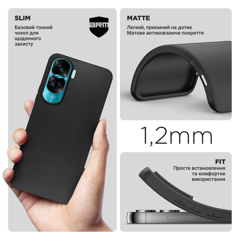 Чохол до мобільного телефона Armorstandart Matte Slim Fit Honor 90 Lite Black (ARM73691) - зображення 3