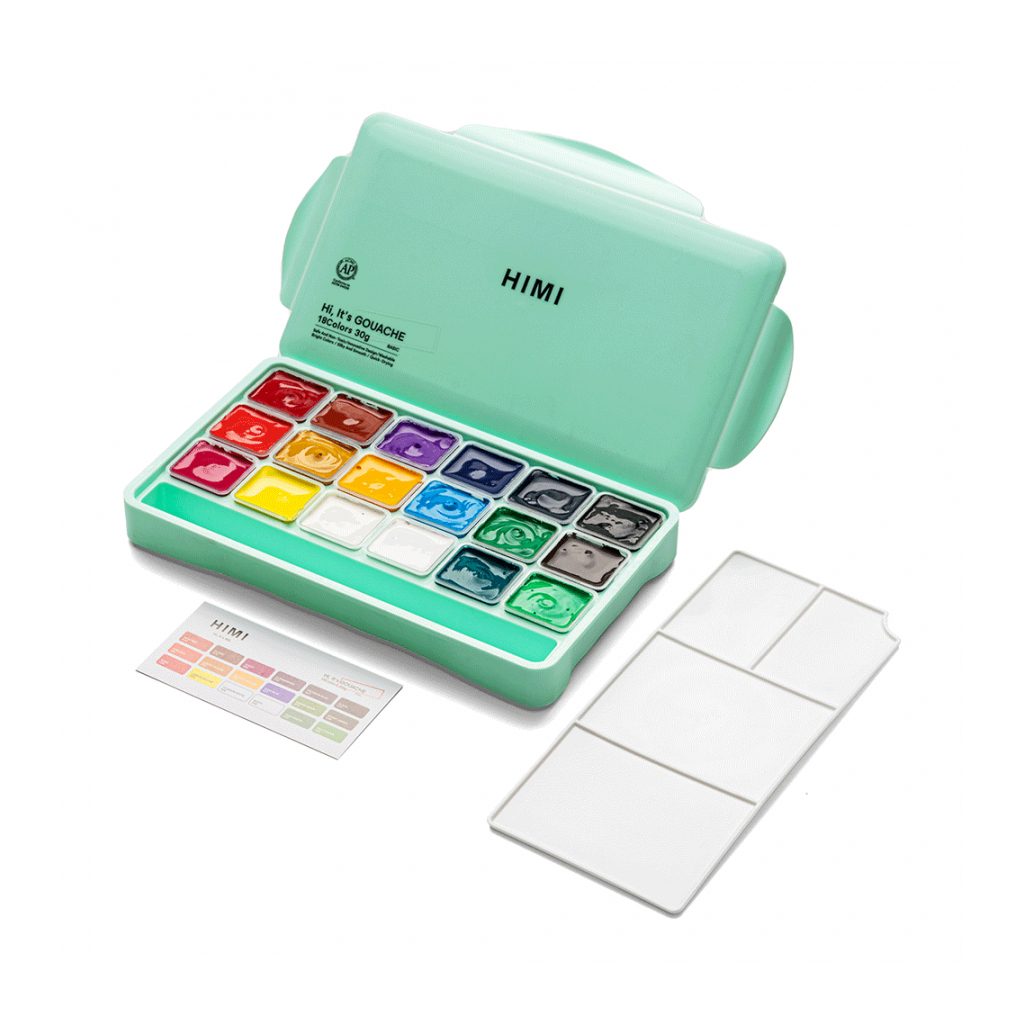 Гуашеві фарби HIMI Jelly Cup 18 кольори по 30 мл, зелений пластик.пенал (6974712453680) - зображення 3