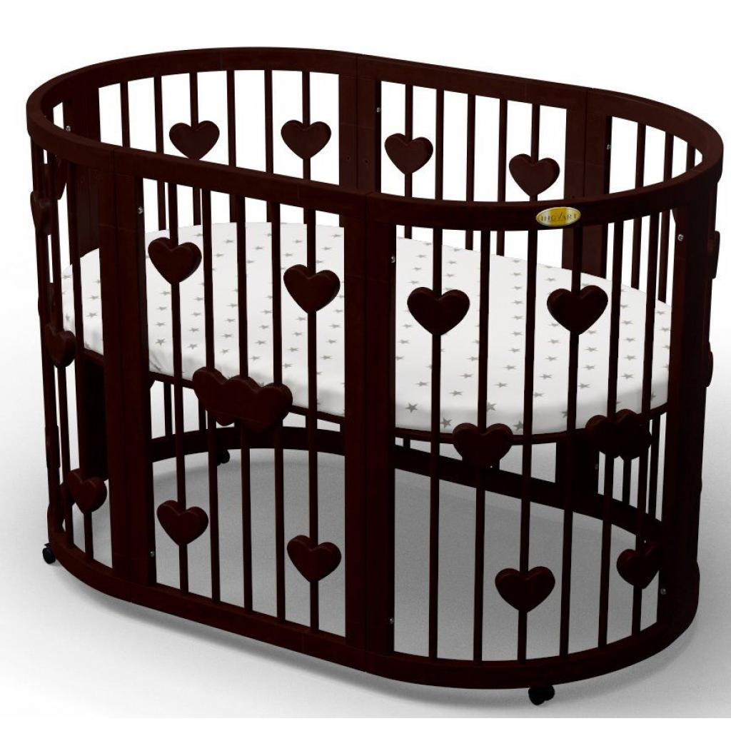 Ліжечко Ingvart SMART BED ROUND з сердечками венге (1341401) - зображення 1