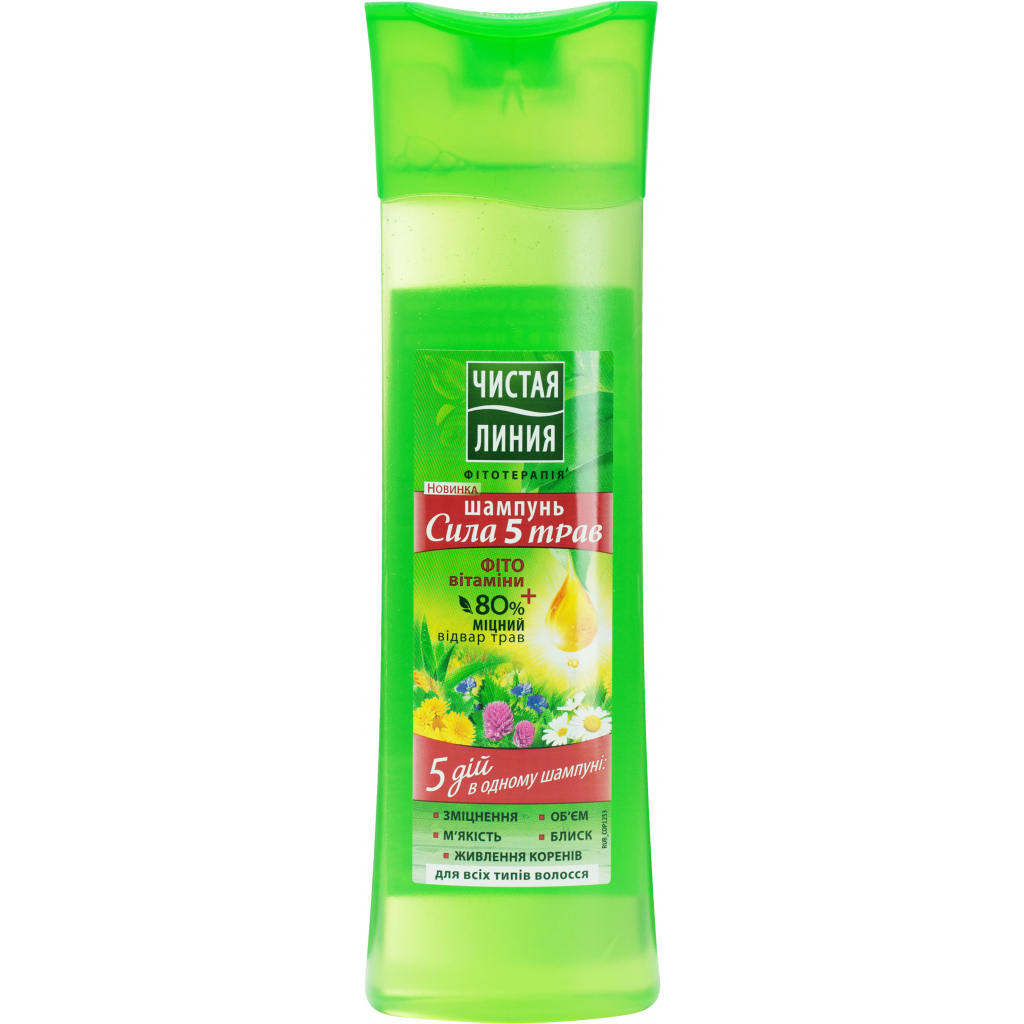 Шампунь Чиста лінія Сила 5 трав Для всіх типів волосся 400 мл (8714100709221) - зображення 1