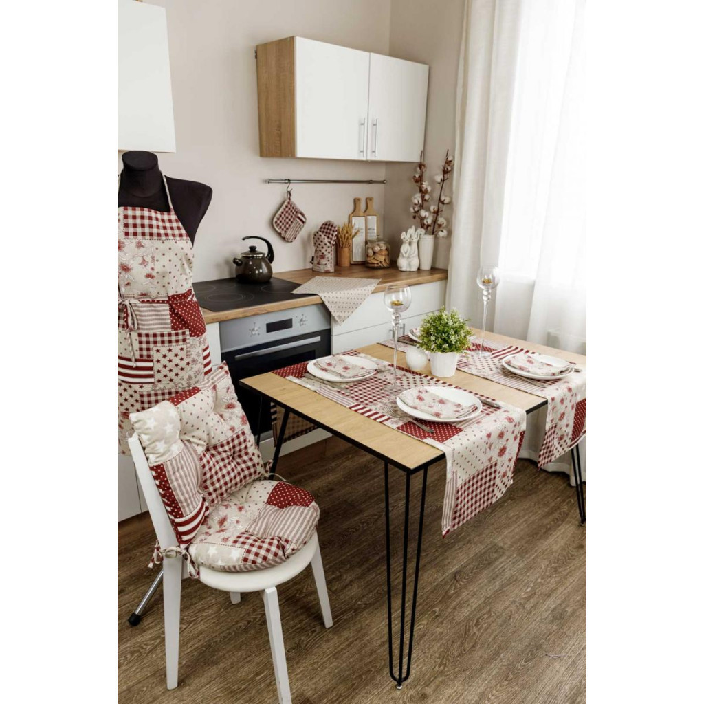 Подушка на стілець Прованс Печворк бордо Господиня 40х40 см (4823093451179) - изображение 2