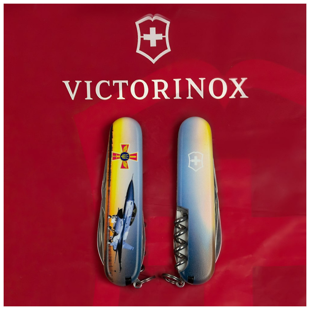 Ніж Victorinox Climber Army Чорний Літак + Емблема ПС ЗСУ (1.3703.3_W3040p) - зображення 11