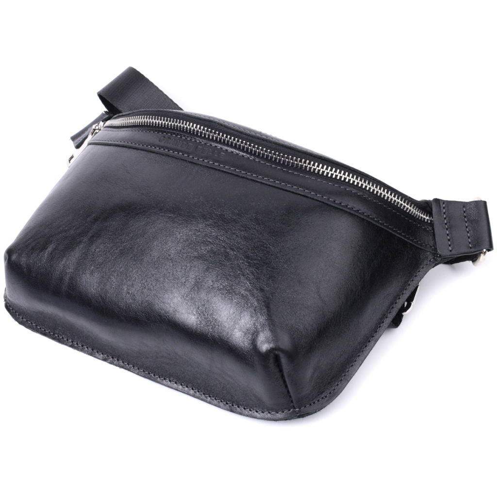 Сумка Grande Pelle Шкіряна бананка унісекс Чорна (22813) - зображення 5