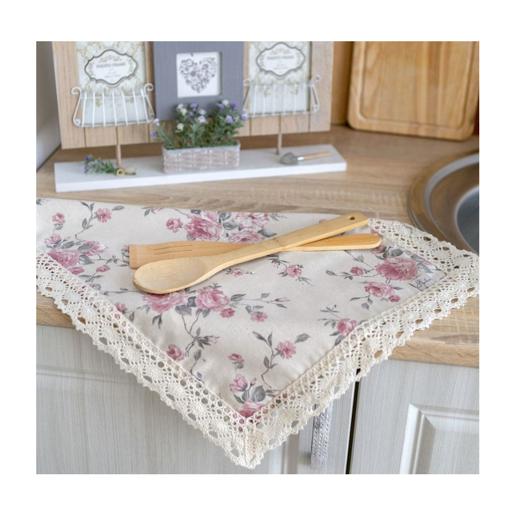 Серветка на стіл Прованс Bella Троянди з мереживом 35х45 (4823093416833) - зображення 3