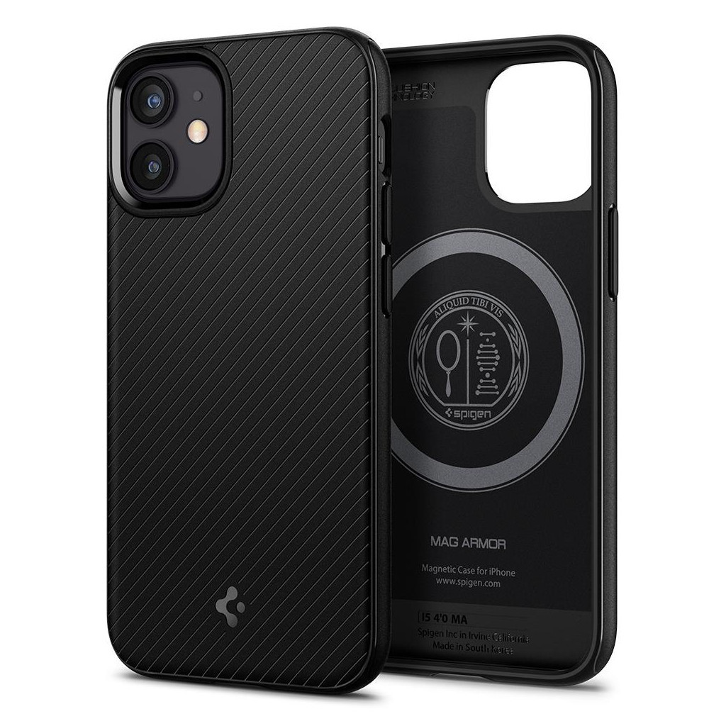 Чохол до мобільного телефона Spigen Apple iPhone 12 Mini Mag Armor, Black (ACS01866) - зображення 4