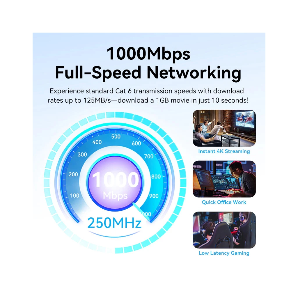 Патч-корд 1м, UTP cat 6 RJ-45 black Vention (IBABF) - зображення 3