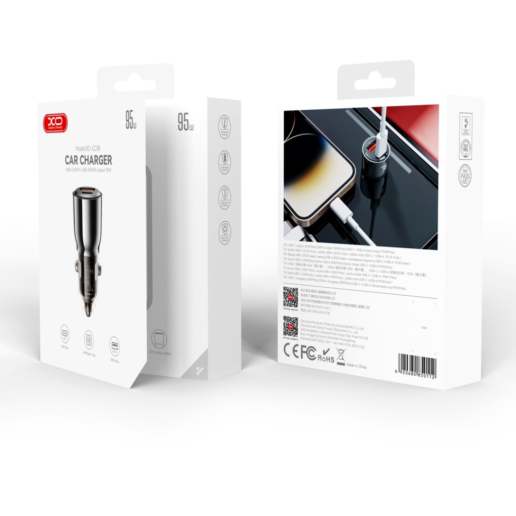 Зарядний пристрій XO CC58 USB-C PD65W + USB-A 30W Gray (CC58_Tarnish) - зображення 4