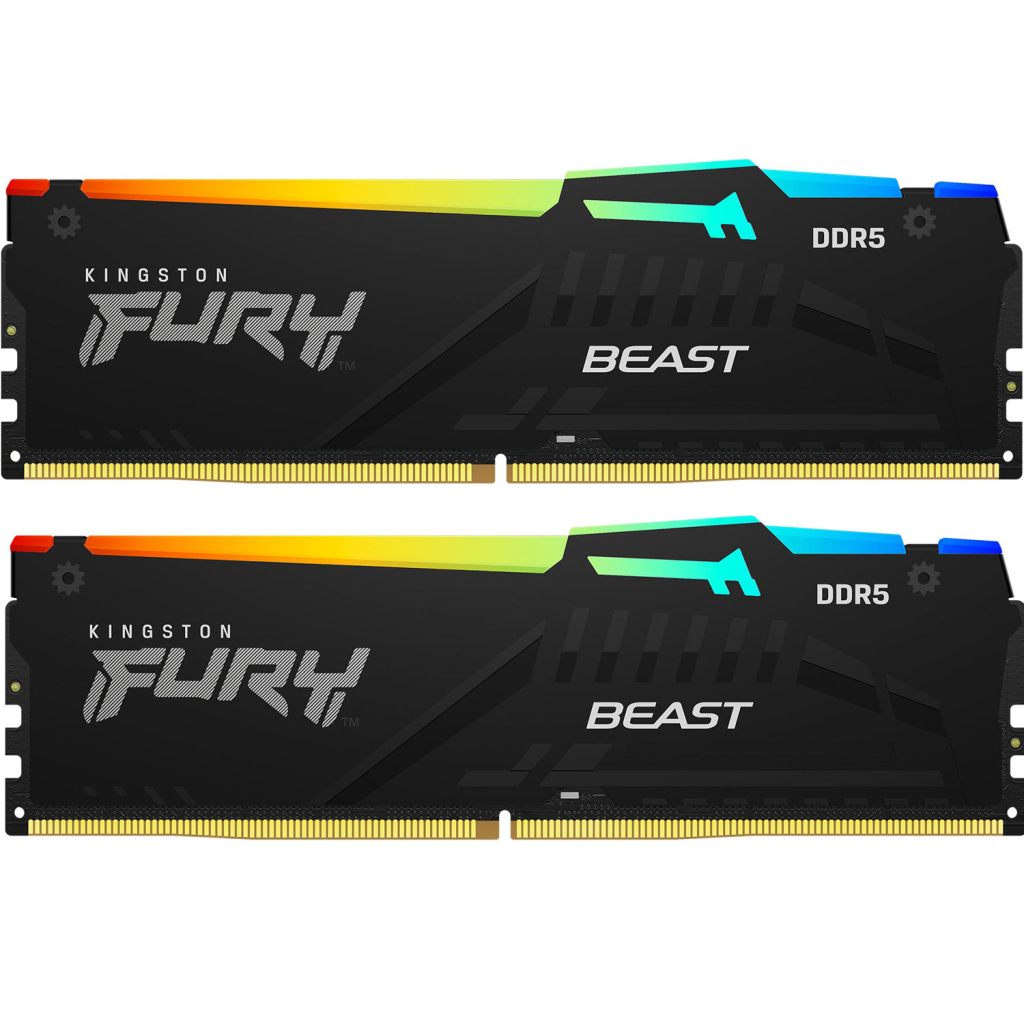 Модуль пам'яті для комп'ютера DDR5 32GB (2x16GB) 6400 MHz Beast RGB XMP Kingston Fury (ex.HyperX) (KF564C32BBAK2-32) - зображення 1