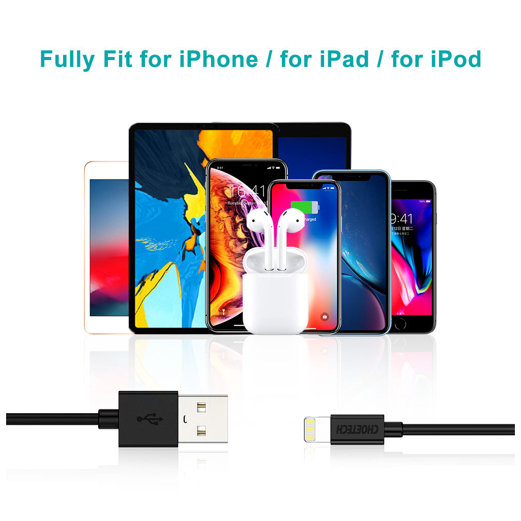 Дата кабель USB 2.0 AM to Lightning 1.2m 2.4A MFI Choetech (IP0026) - зображення 6