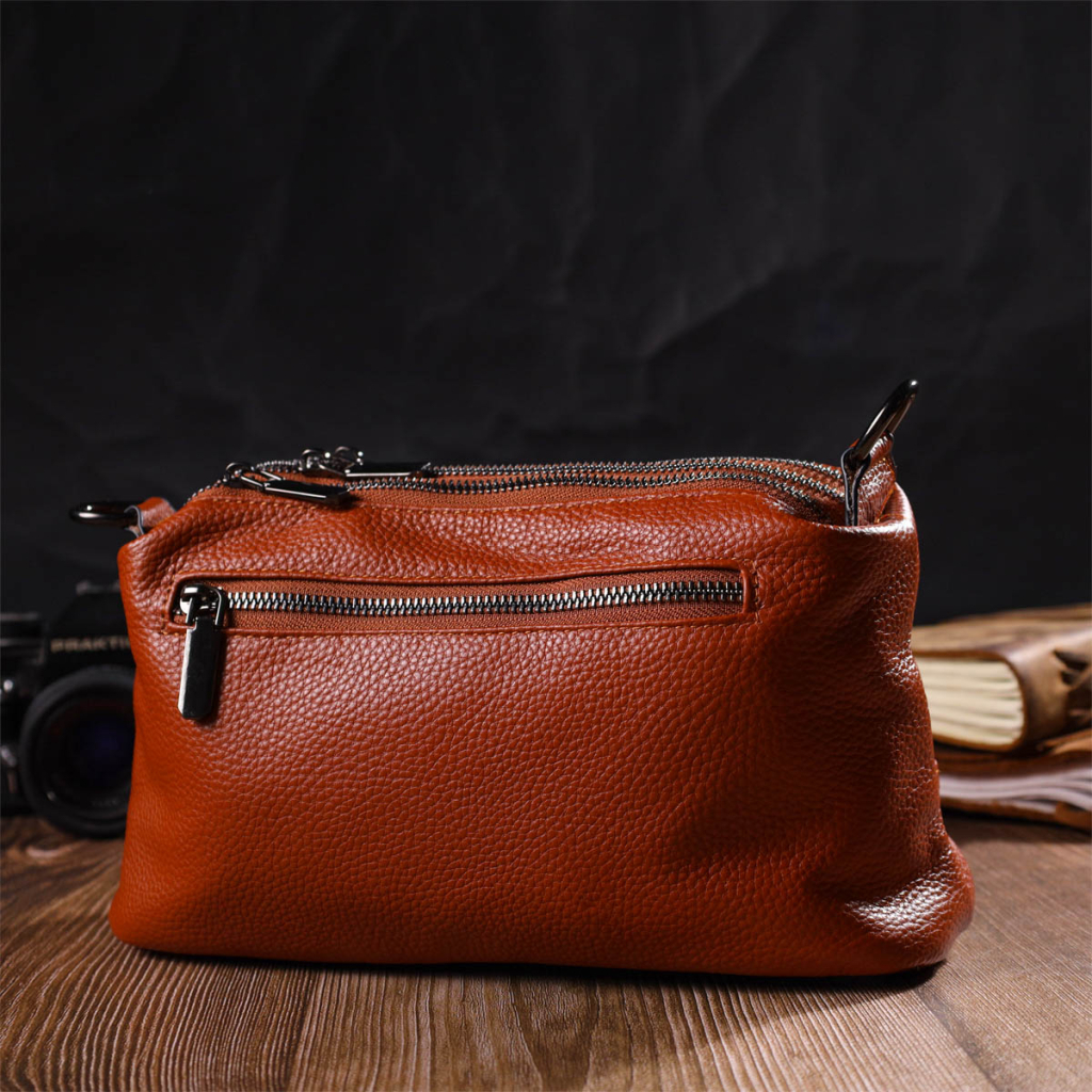 Сумка Vintage На три відділення з натуральної шкіри Руда (22138) - зображення 10