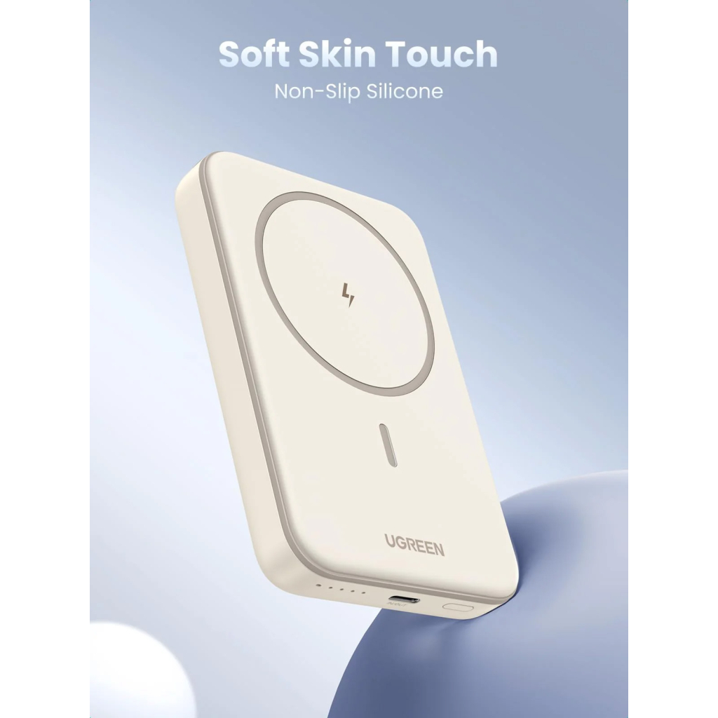 Батарея універсальна Ugreen 10000mAh 20W Magnetic Wireless beige (PB561) - зображення 4