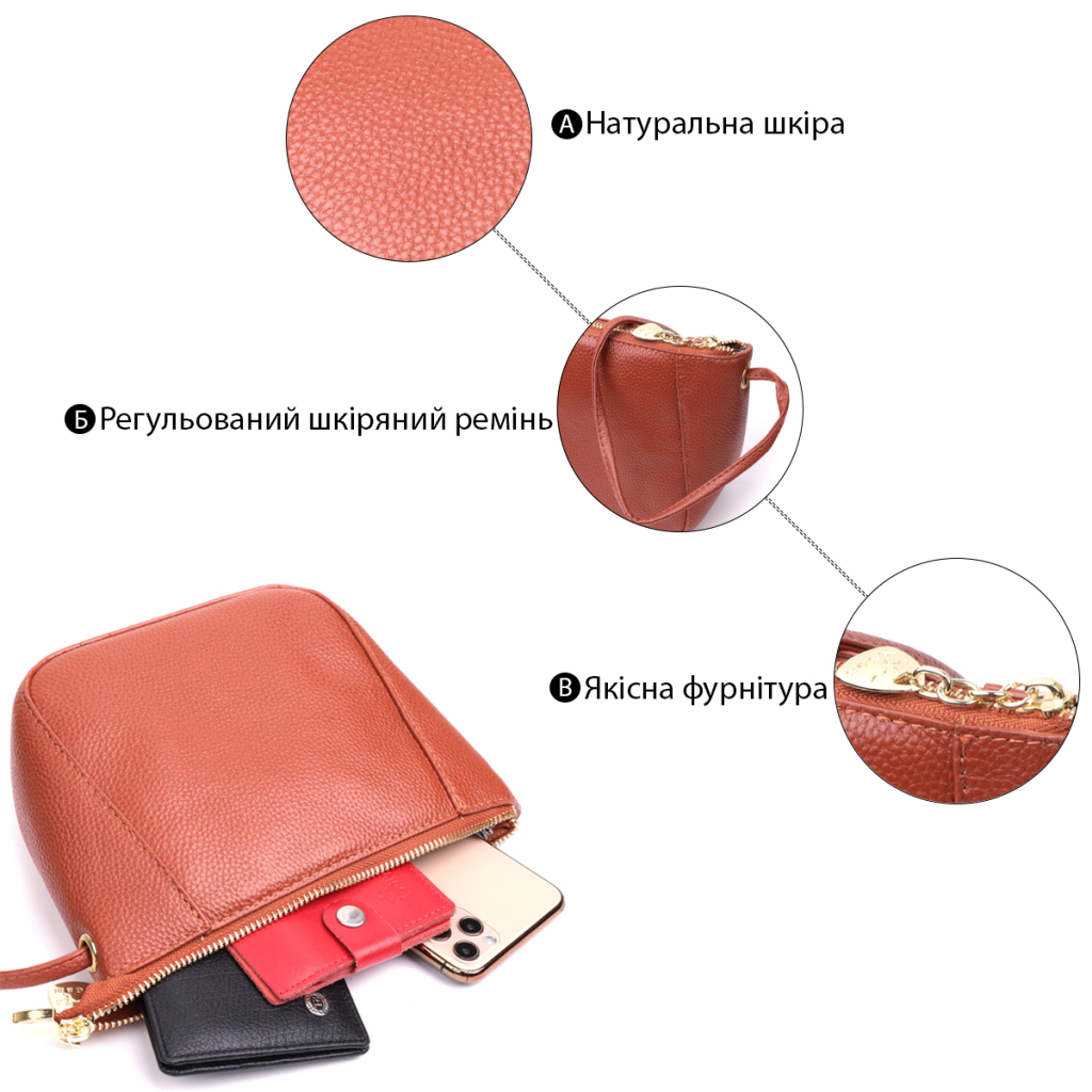 Сумка Vintage Жіноча через плече з натуральної шкіри Коричнева (22300) - зображення 4