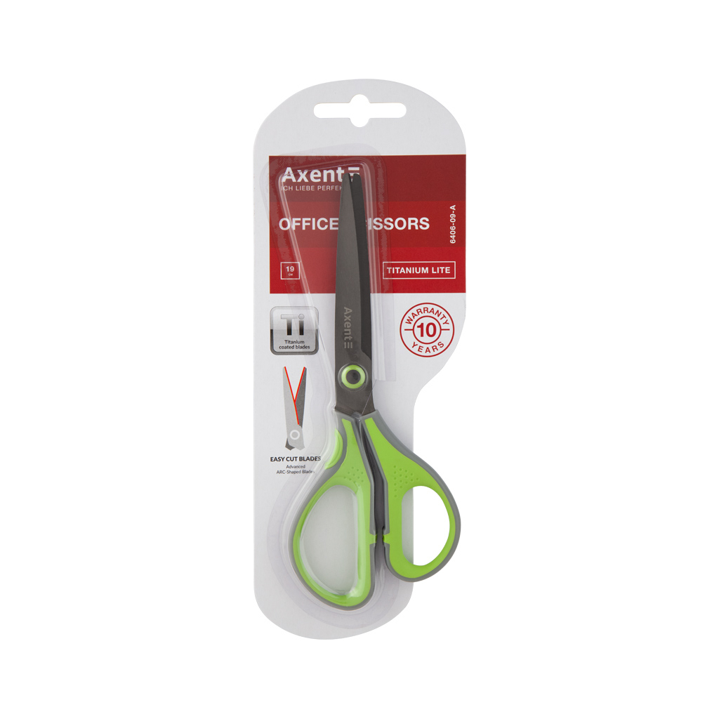 Ножиці Axent Titanium Lite 19 см Сіро-салатові (6406-09-A) - зображення 2