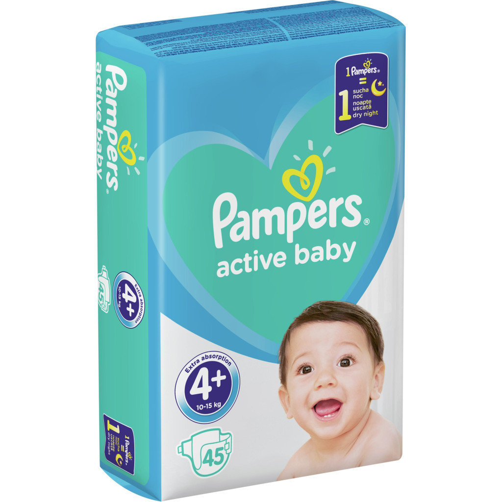 Підгузки Pampers Active Baby Maxi Plus Розмір 4+ (10-15 кг) 45 шт (8001090950017) - зображення 2