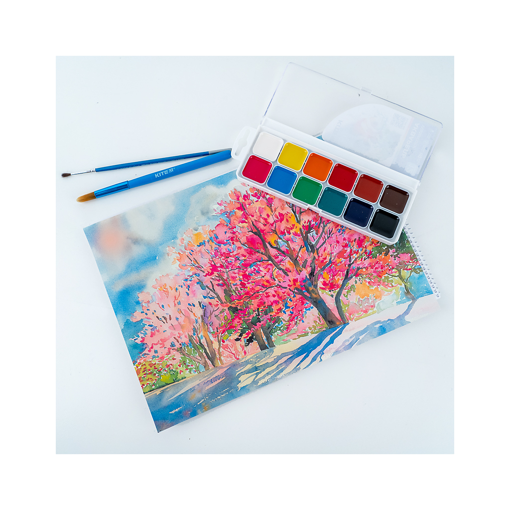 Акварельні фарби Kite Classic, 12 кольорів (K-061) - зображення 3