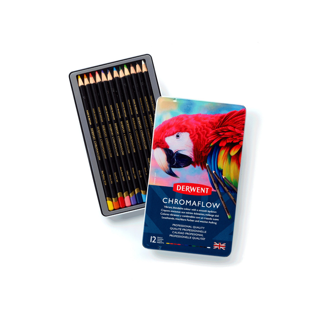 Олівці кольорові Derwent Chromaflow 12 кол. у металевому пеналі (5028252616119) - изображение 8