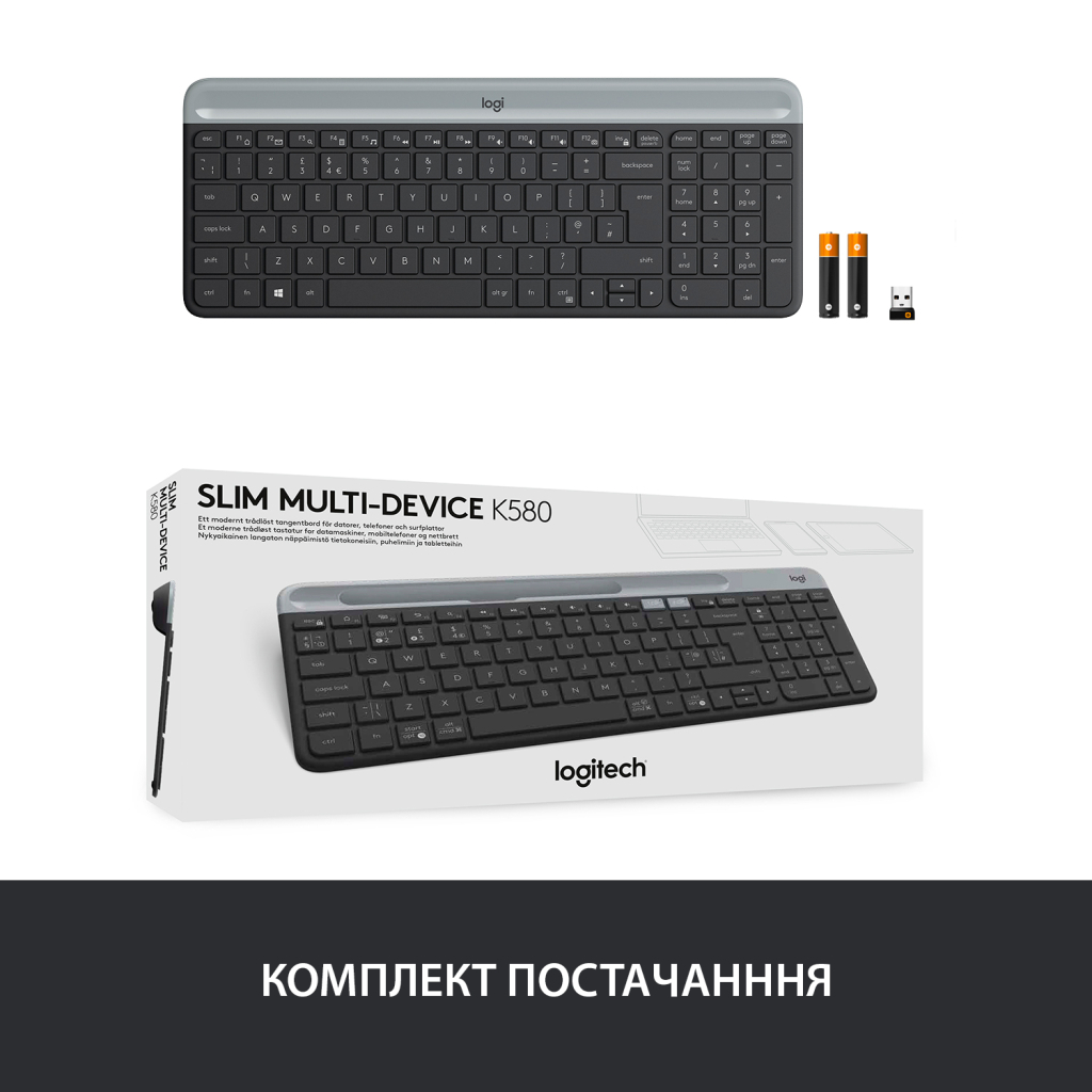 Клавіатура Logitech K580 Slim Multi-Device Wireless Graphite (920-009275) - зображення 9