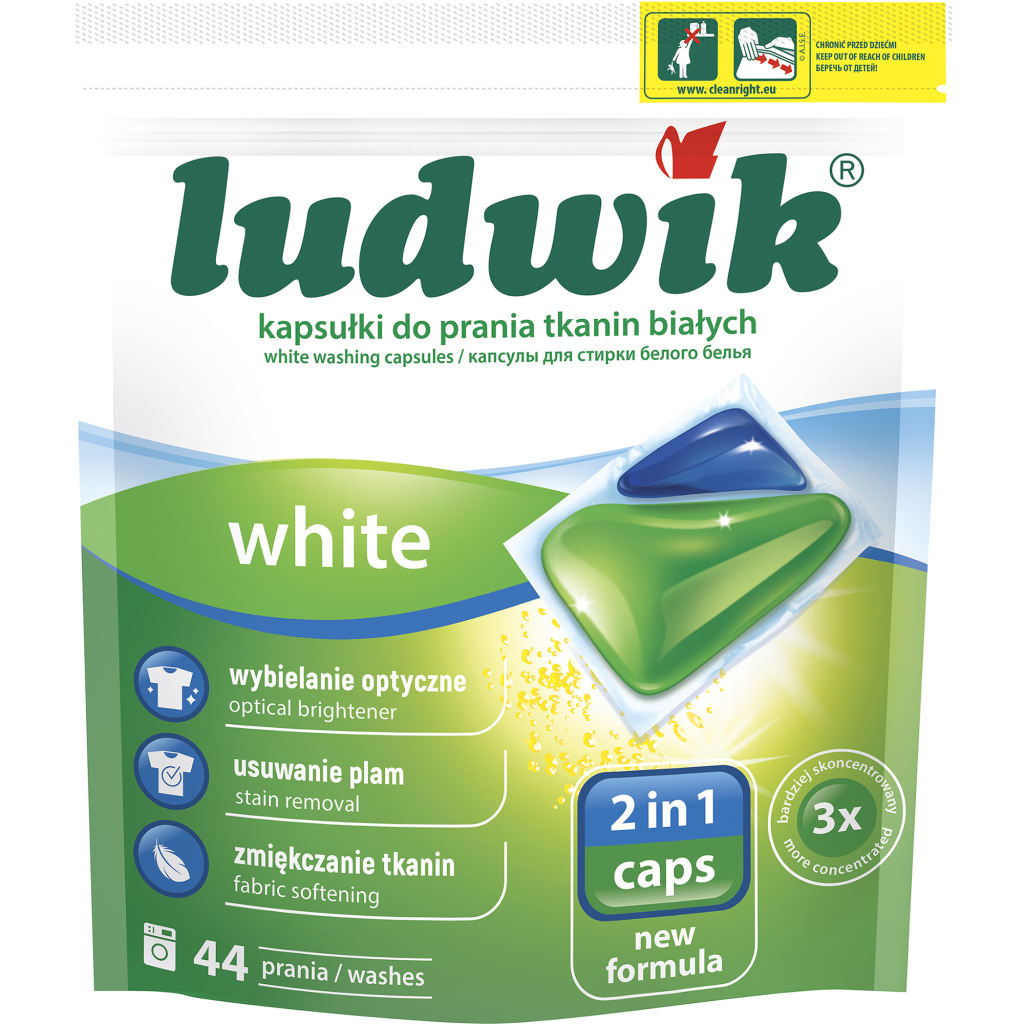 Капсули для прання Ludwik White 2 в 1 для білих речей 44 шт. (5900498025774) - зображення 1